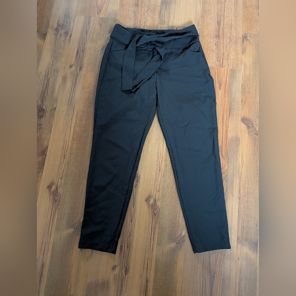Lily Morgan Black Tie-Waist Women's Tapered Pants
